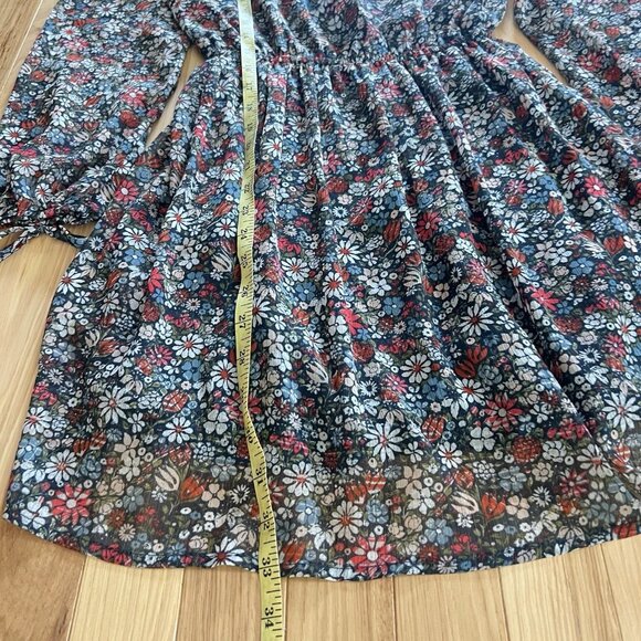 Abercrombie Fitch Mini Dress sz S Long Sleeve Dark Floral Date Night Boho V Neck - Picture 8 of 8